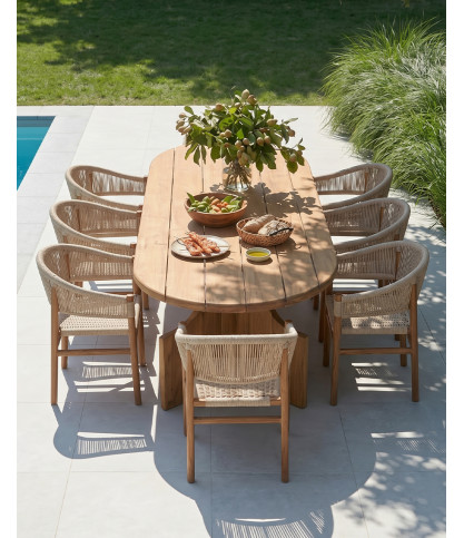 Puzzle - Tavolo da giardino realizzato in legno massello di teak riciclato