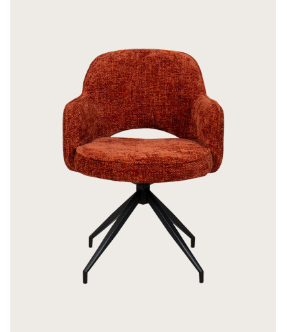 Elba - Lot de 2 Chaises en tissu rouge et pieds métal