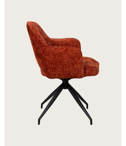 Elba - Lot de 2 Chaises en tissu rouge et pieds métal