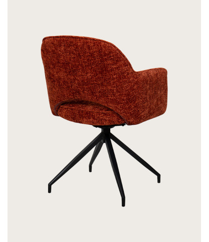 Elba - Lot de 2 Chaises en tissu rouge et pieds métal