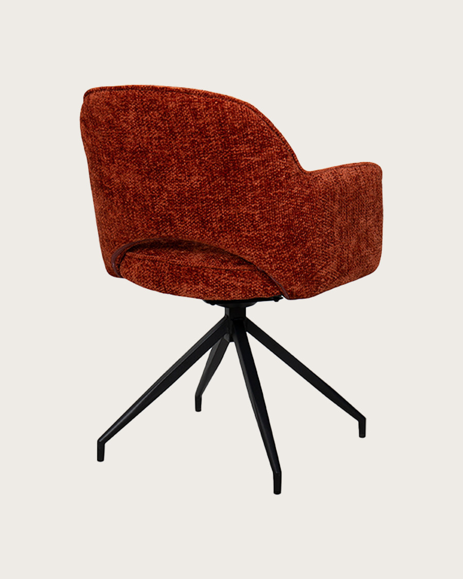 Elba - Lot de 2 Chaises en tissu rouge et pieds métal