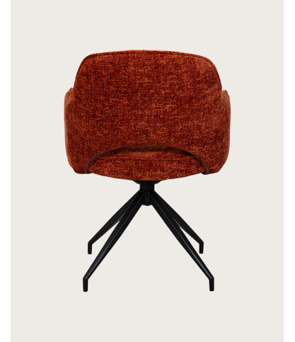 Elba - Lot de 2 Chaises en tissu rouge et pieds métal