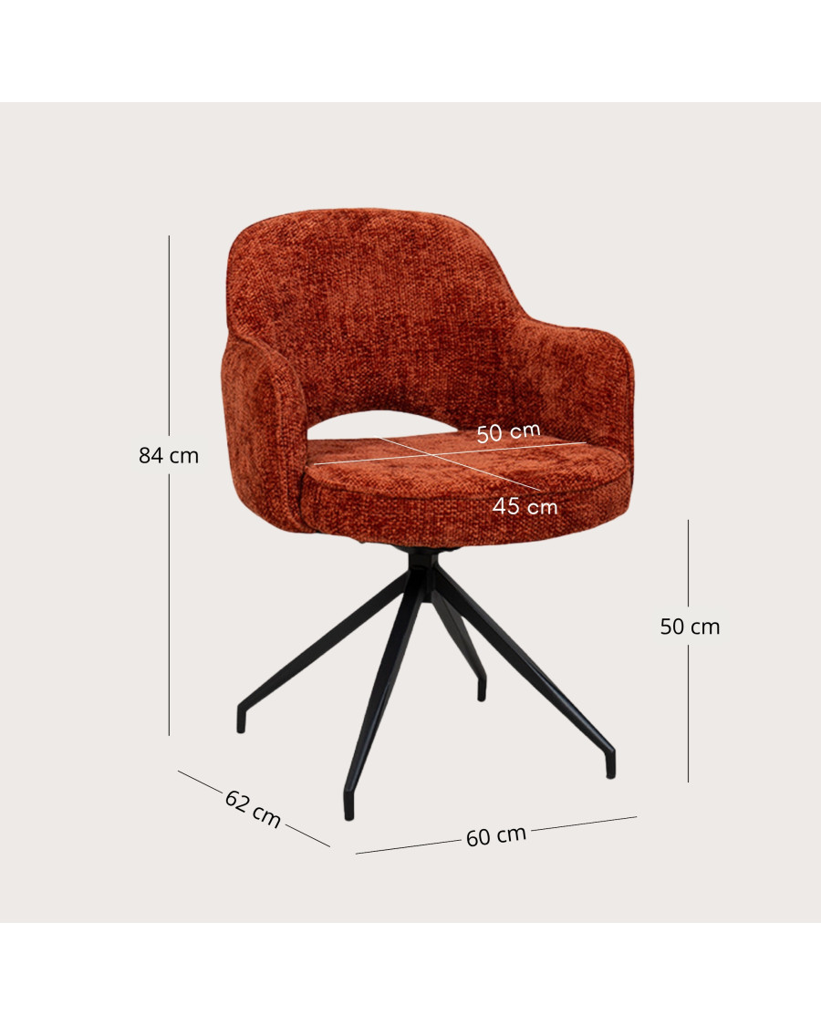 Elba - Set of 2 Chairs in red fabric with metal legs