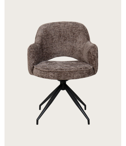 Elba - Lot de 2 Chaises en tissu gris et pieds métal