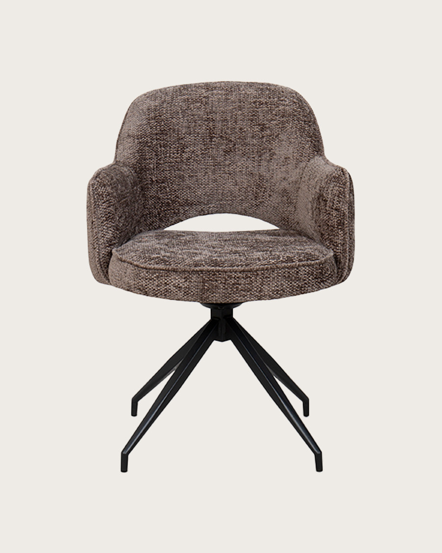 Elba - Lot de 2 Chaises en tissu gris et pieds métal