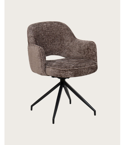 Elba - Lot de 2 Chaises en tissu gris et pieds métal