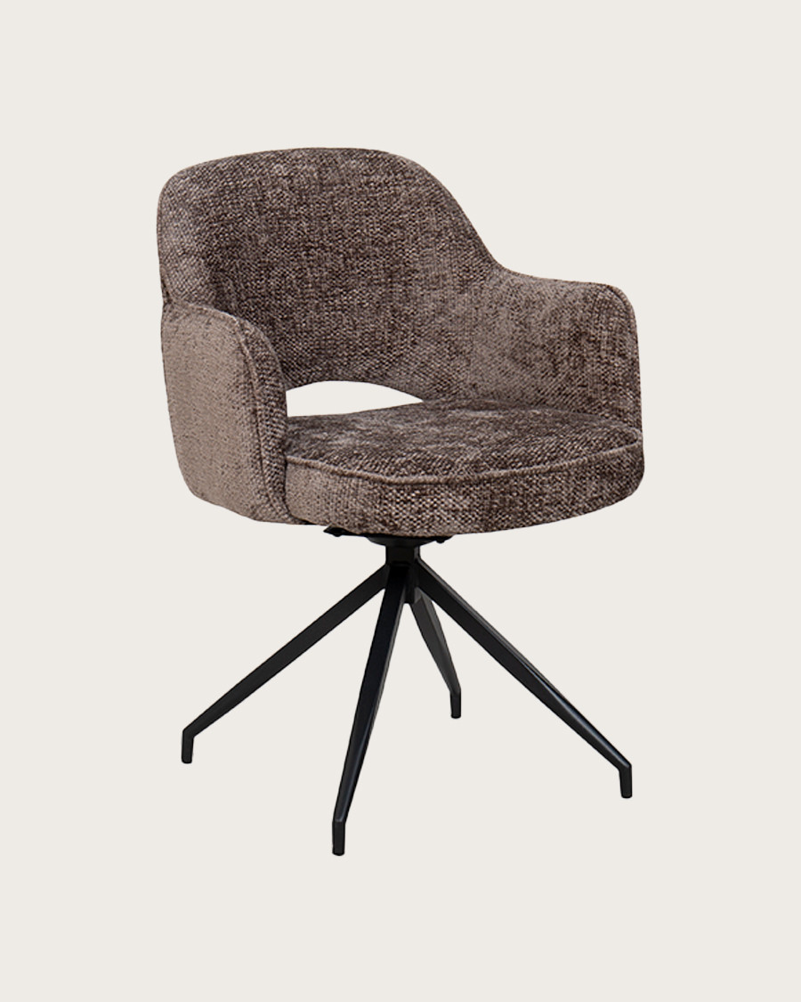 Elba - Lot de 2 Chaises en tissu gris et pieds métal