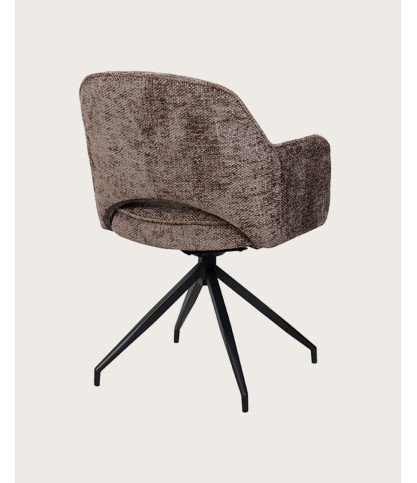 Elba - Lot de 2 Chaises en tissu gris et pieds métal