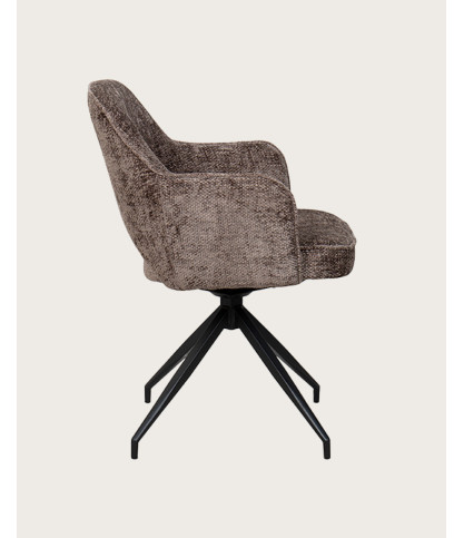 Elba - Lot de 2 Chaises en tissu gris et pieds métal