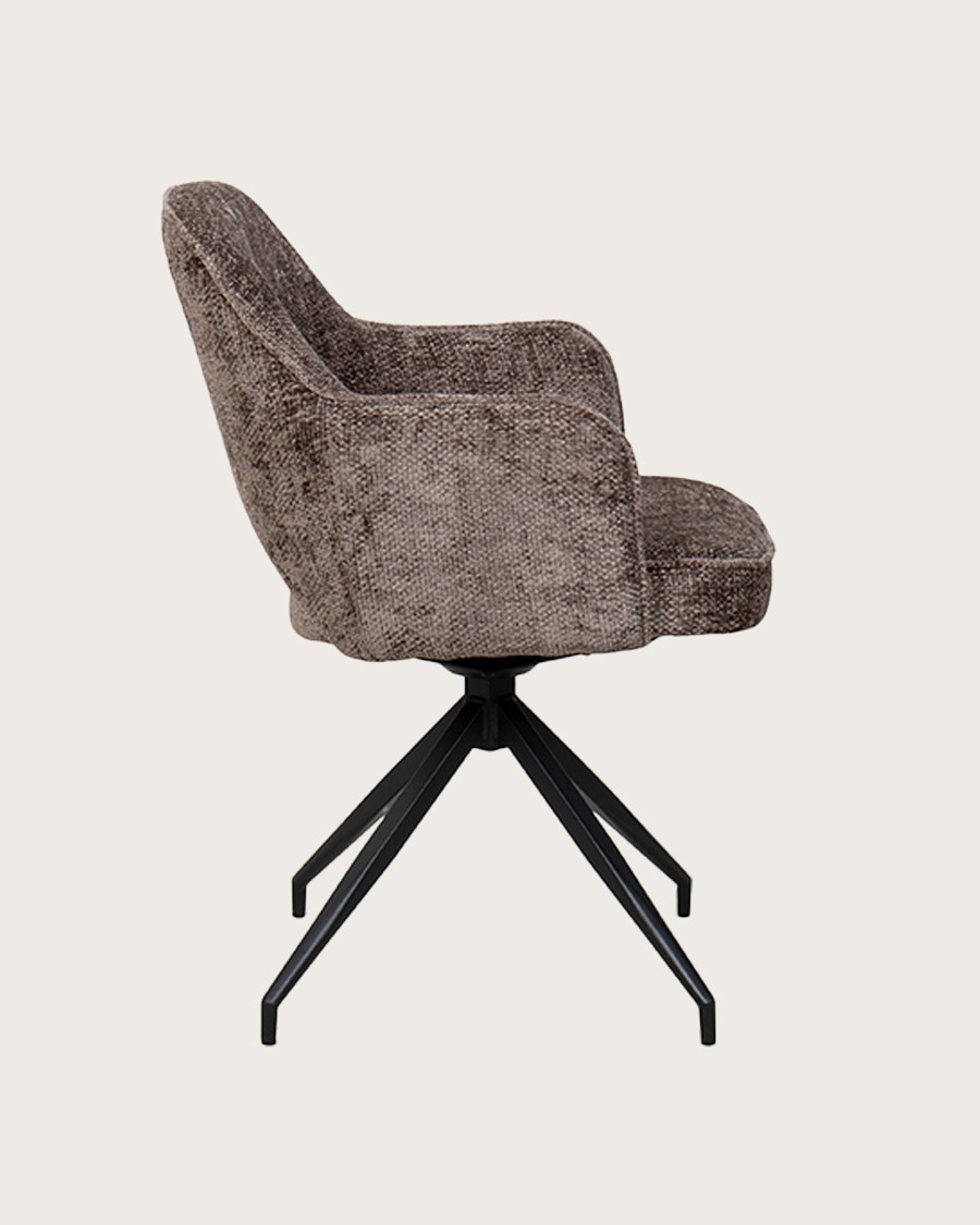 Elba - Lot de 2 Chaises en tissu gris et pieds métal