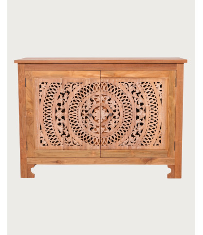 Oba - Credenza in teak intagliato 120 cm