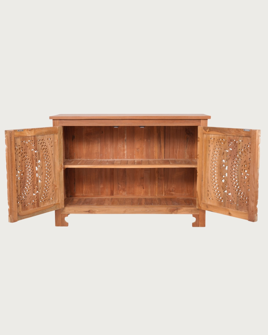 Oba – Geschnitztes Teak-Sideboard, 120 cm