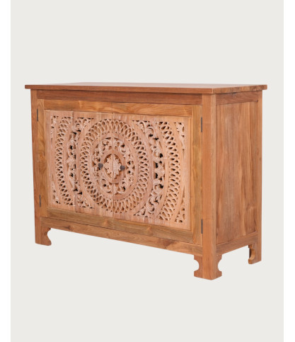 Oba - Carved teak sideboard 120 cm