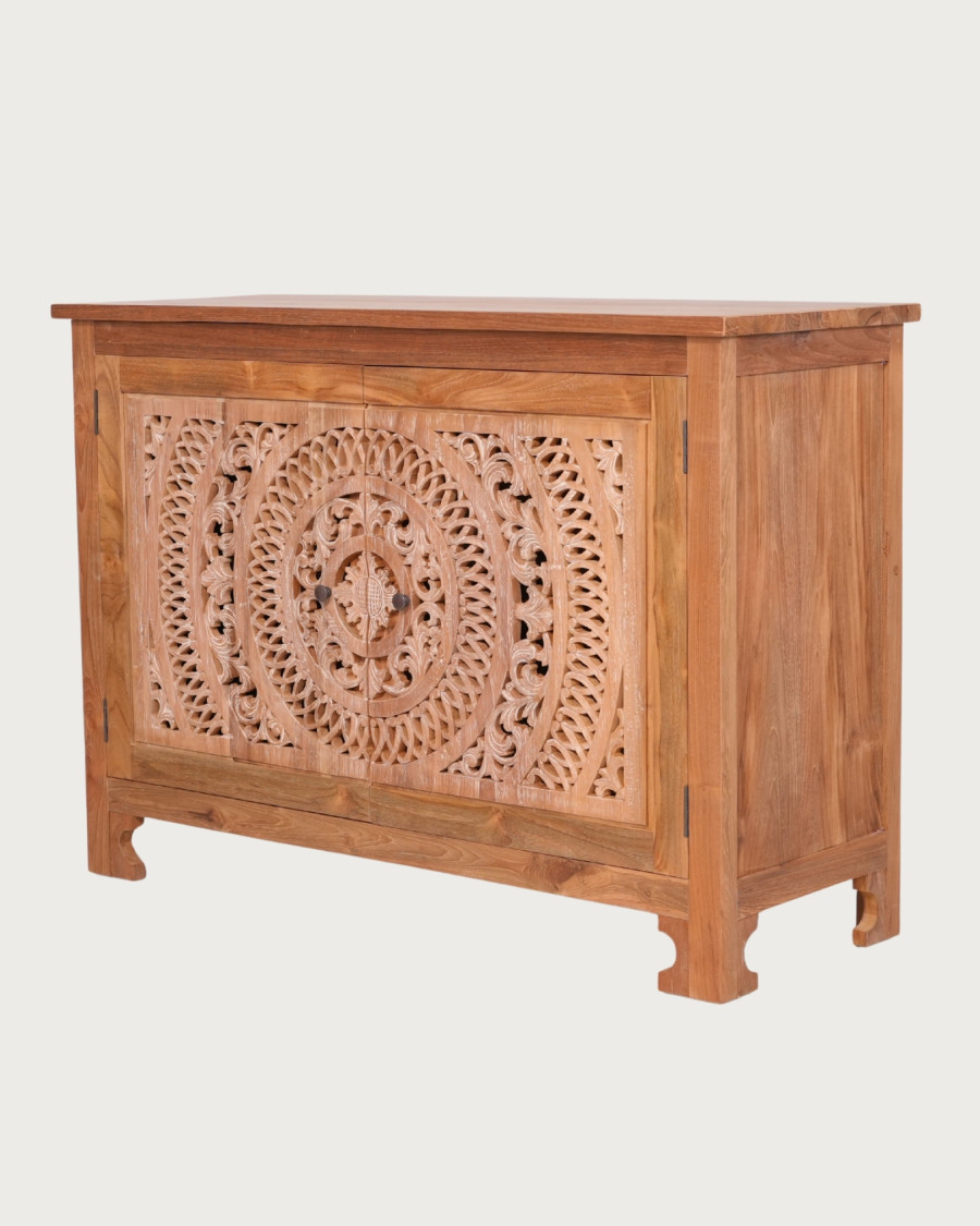Oba - Buffet en teck sculpté 120 cm