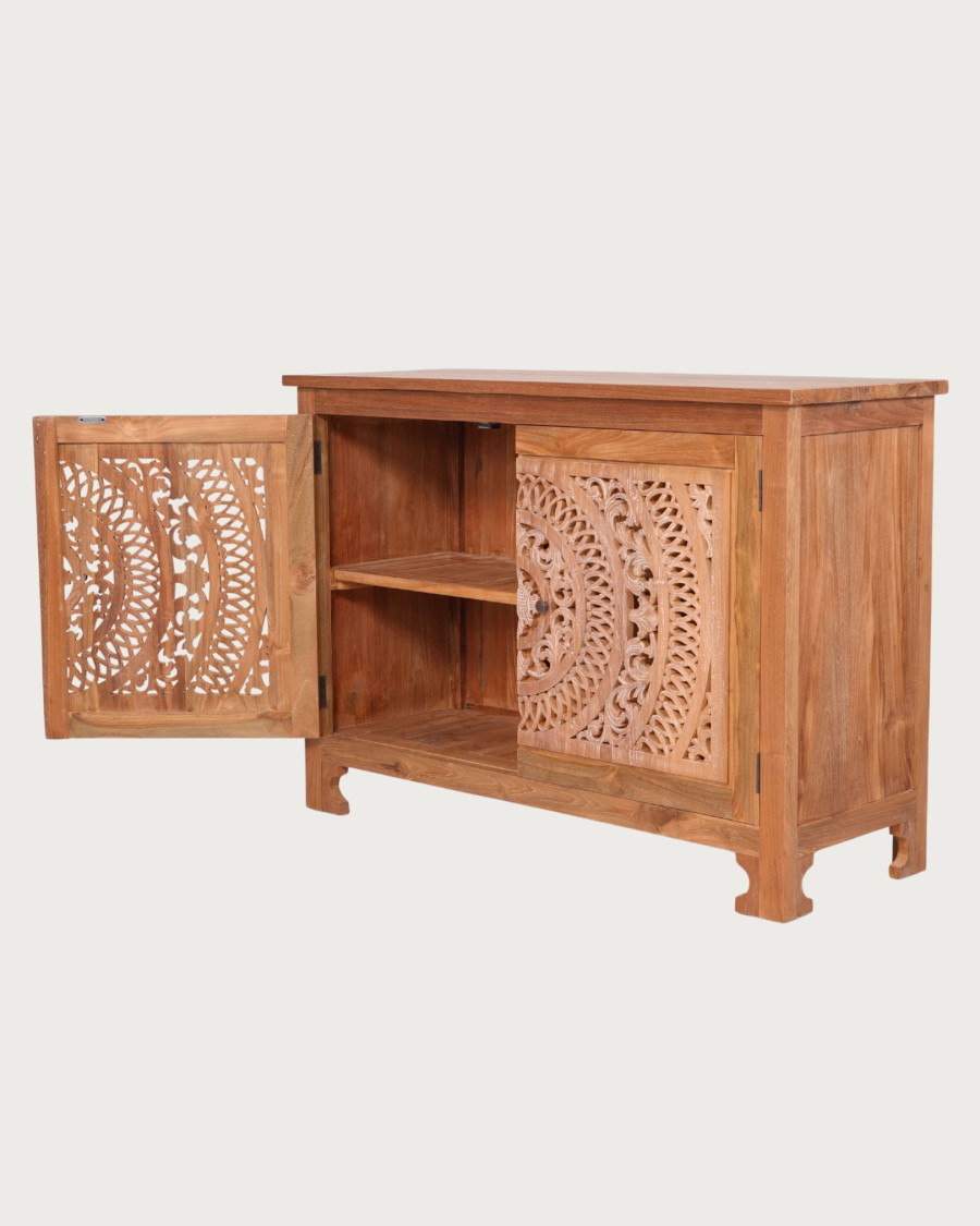 Oba - Credenza in teak intagliato 120 cm