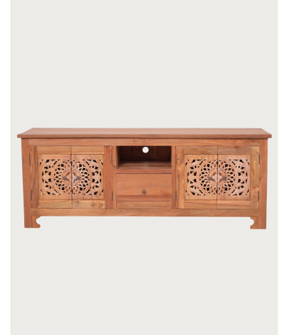 Oba - 160cm Carved Teak Wood TV Stand