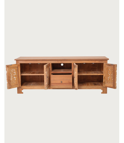 Oba - 160cm Carved Teak Wood TV Stand