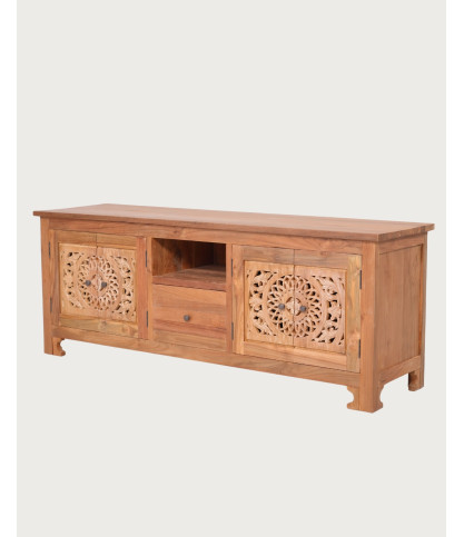 Oba - 160cm Carved Teak TV Stand