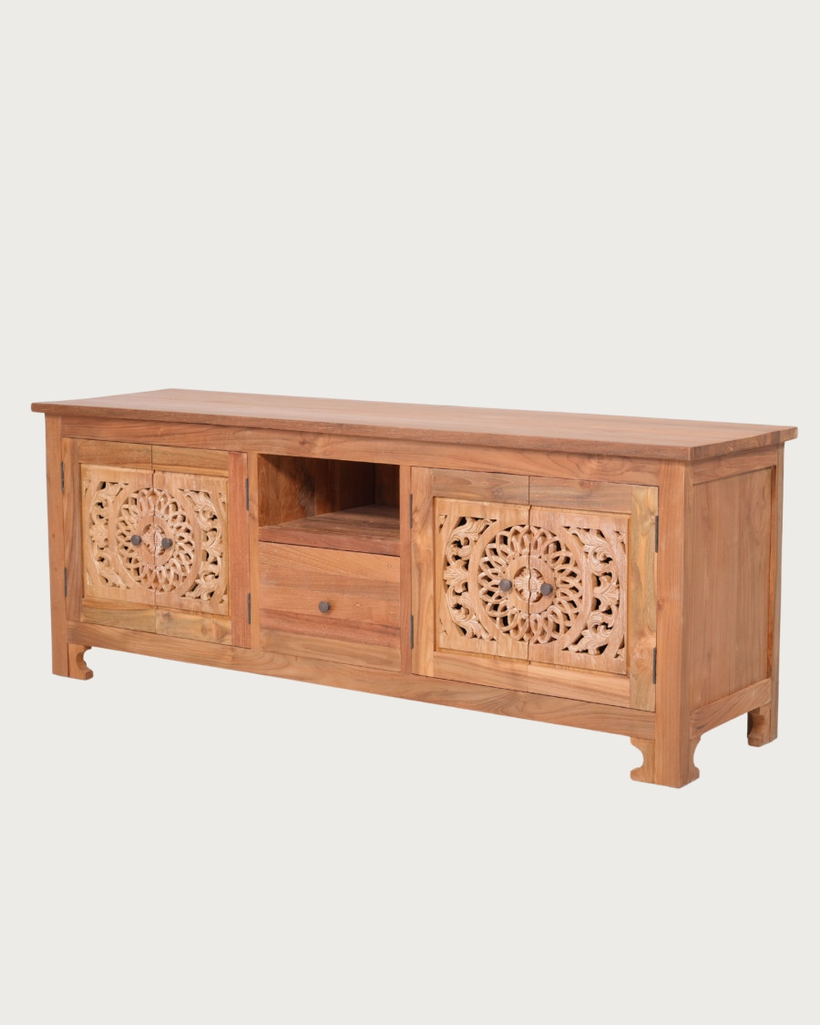 Oba - Meuble TV en bois de teck 160 cm