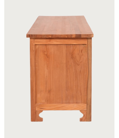 Oba - Meuble TV en bois de teck sculpté 160 cm