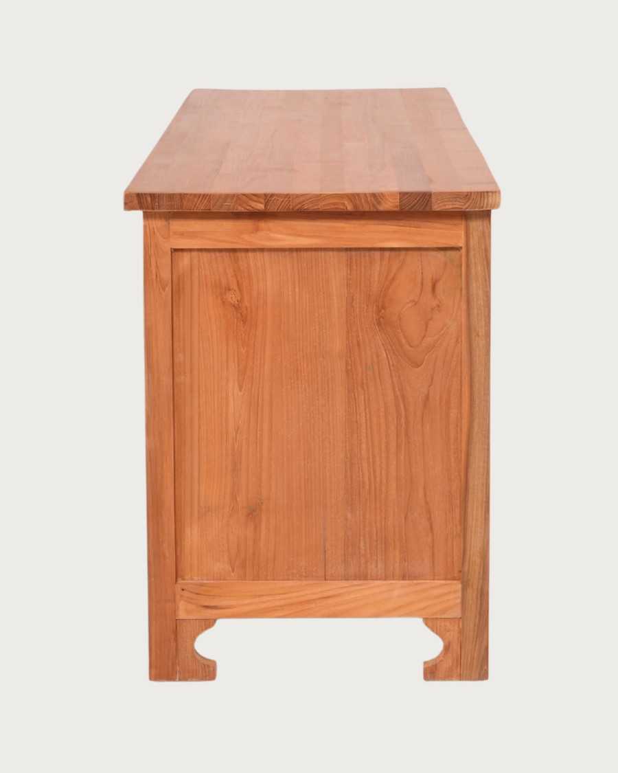 Oba - 160 cm großer, geschnitzter TV Ständer aus Teakholz