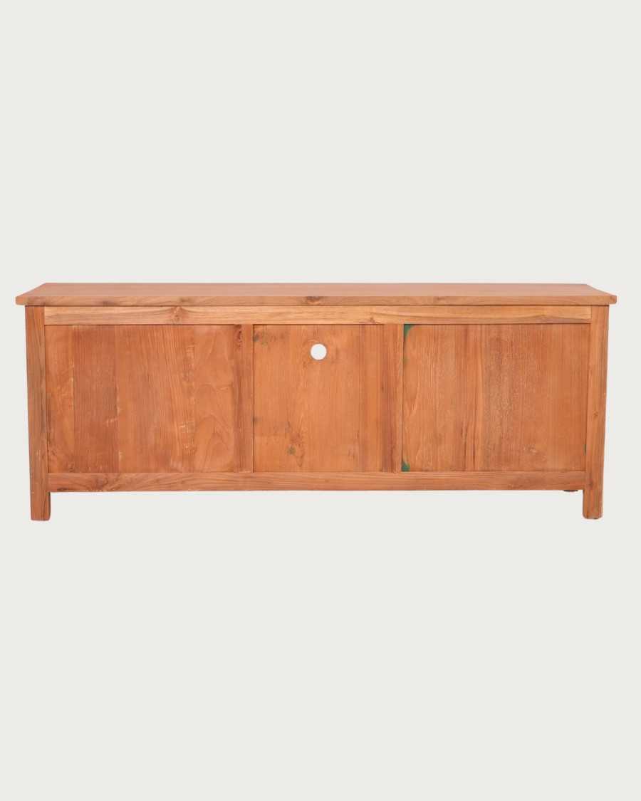 Oba - 160 cm großer, geschnitzter TV Ständer aus Teakholz