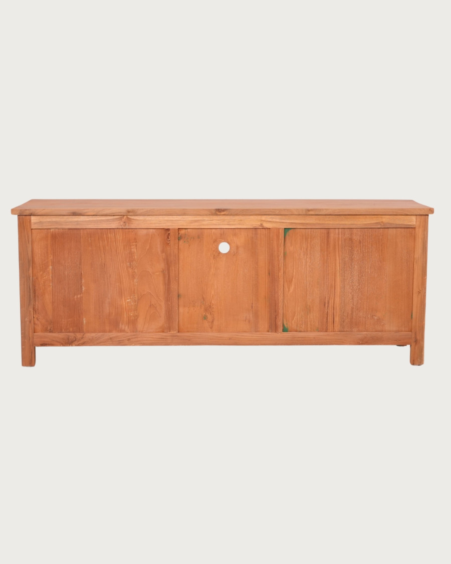 Oba - Mobile porta TV in legno di teak intagliato, 160 cm