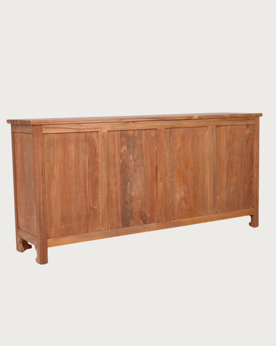 Oba - Buffet bas 4 portes en teck sculpté 180cm