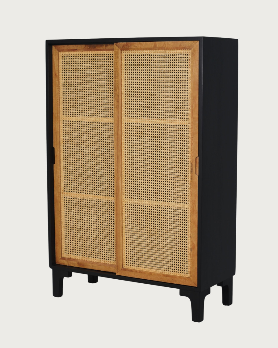 Noma – Schrank aus Holz und schwarzem Metall, naturmatt