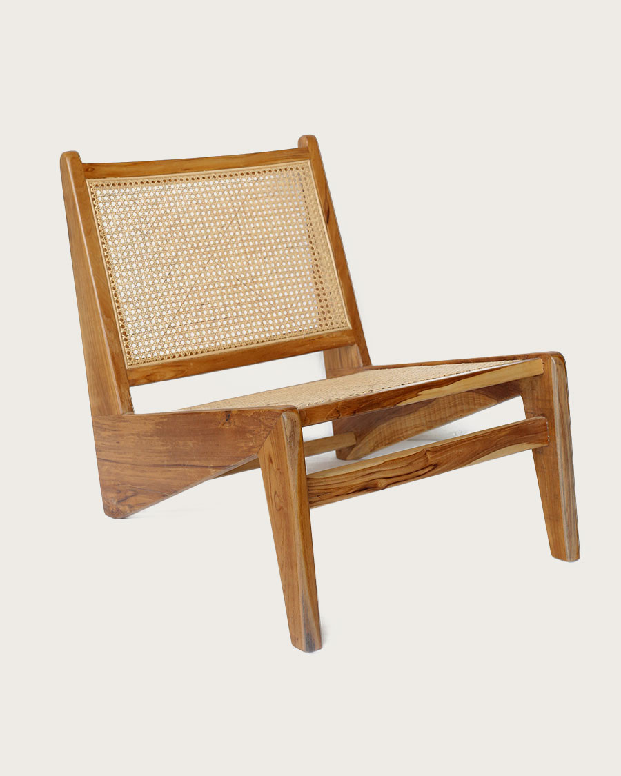 Aby - Lounge chair in teak and rattan cane