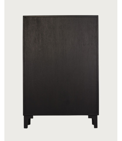 Noma -Armoirette en bois de manguier noir, structure métal noir, 2 portes