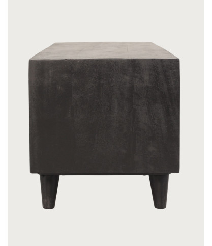 Noma - Meuble TV en bois, cannage et métal noir