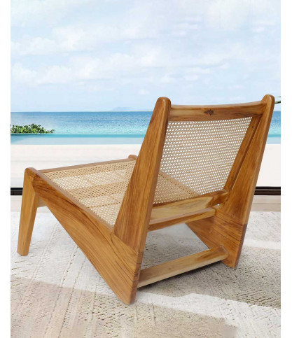 Aby - Lounge chair in teak and rattan cane