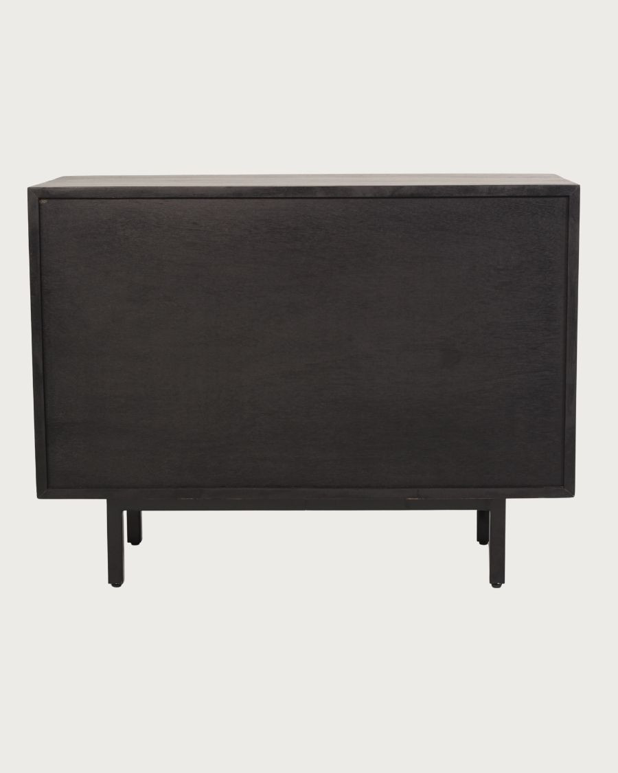 Noma – Kleines Sideboard aus Holz und schwarzem Metall, naturmatt lackiert