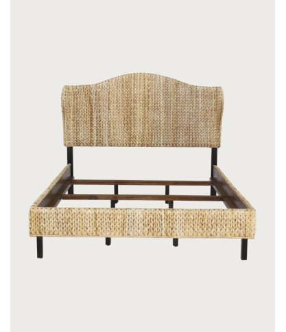 Rasa - Natuurlijk abaca bed met antiekbruin frame
