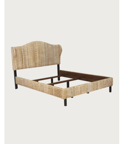 Rasa - Natural abaca bed with antique brown finish frame