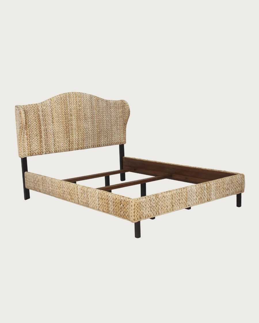 Rasa - Böhmisches Bett aus natürlich gewebtem Abaca, 160 cm Liegefläche