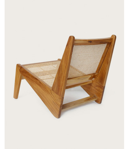 Aby - Lounge chair in teak and rattan cane