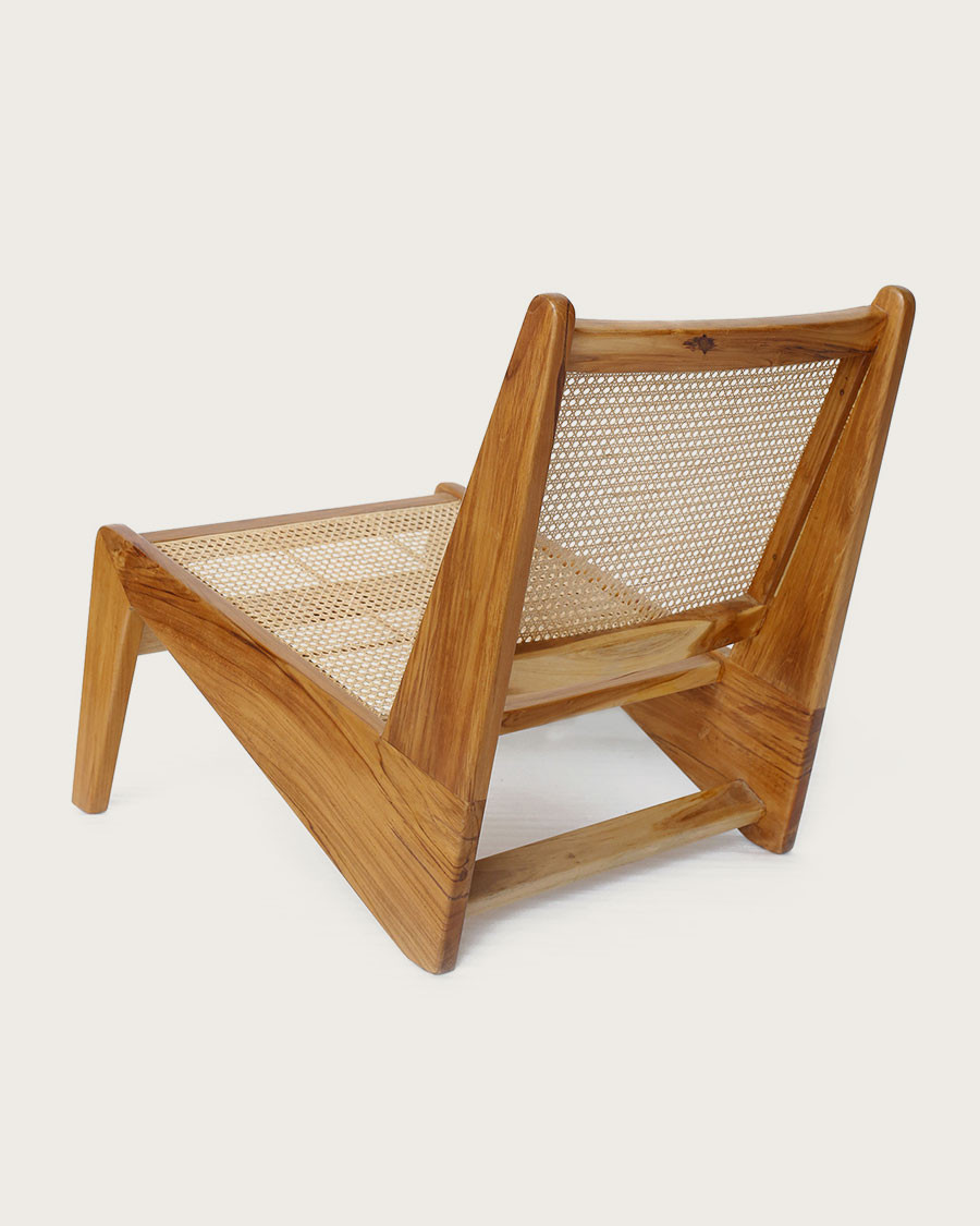 Aby - Lounge chair in teak and rattan cane