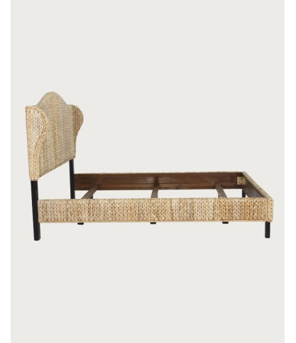 Rasa - Lit en abaca naturel avec structure finition brun antique