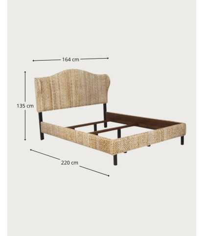Rasa - Letto bohémien in abaca naturale intrecciata, superficie di riposo 160 cm