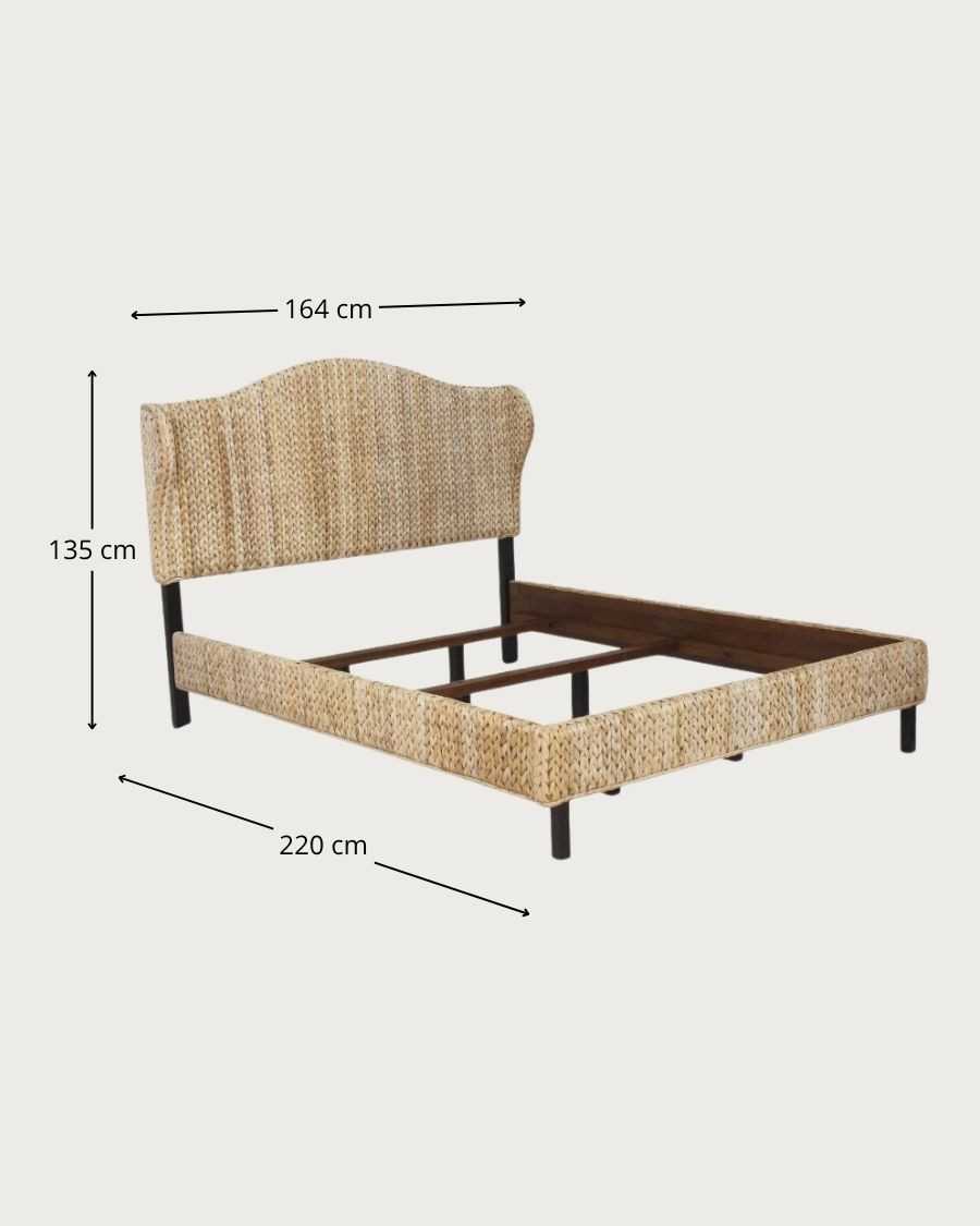 Rasa - Bohemian bed in natural woven abaca, 160 cm sleeping area