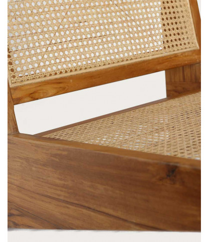 Aby - Lounge chair in teak and rattan cane