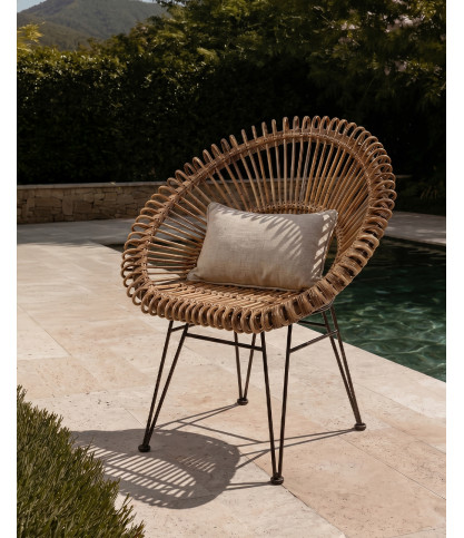 Chiang Mai - Round woven rattan armchair