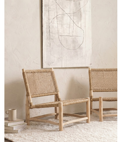 Jaya - Garden armchair in wood and woven rope