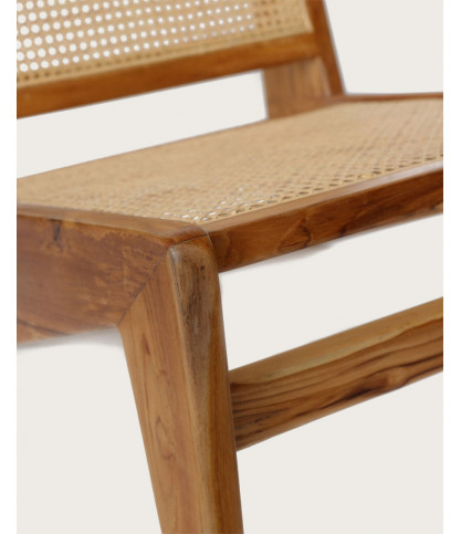 Aby - Lounge chair in teak and rattan cane