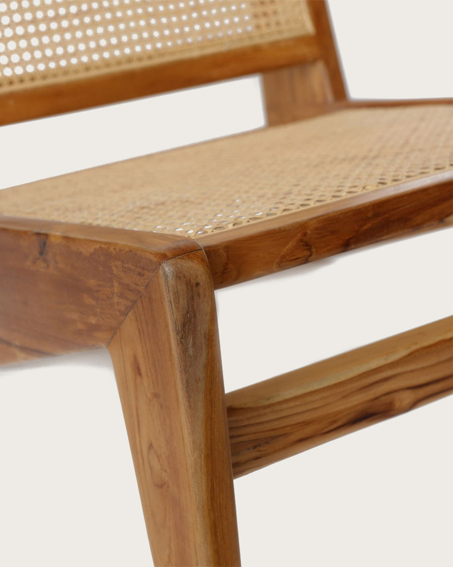 Aby - Lounge chair in teak and rattan cane