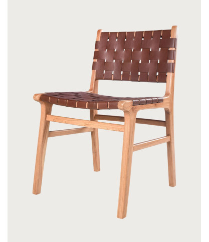 Forma - Stuhl aus massivem Teakholz und geflochtenem Leder
