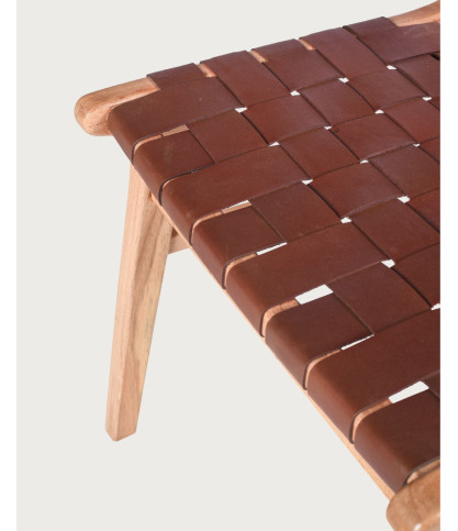 Forma - Solid teak and woven leather chair