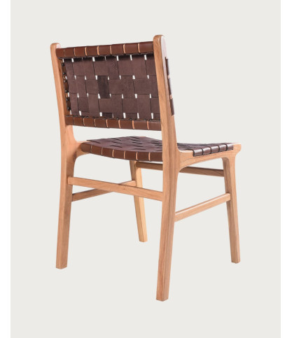 Forma - Stuhl aus massivem Teakholz und geflochtenem Leder